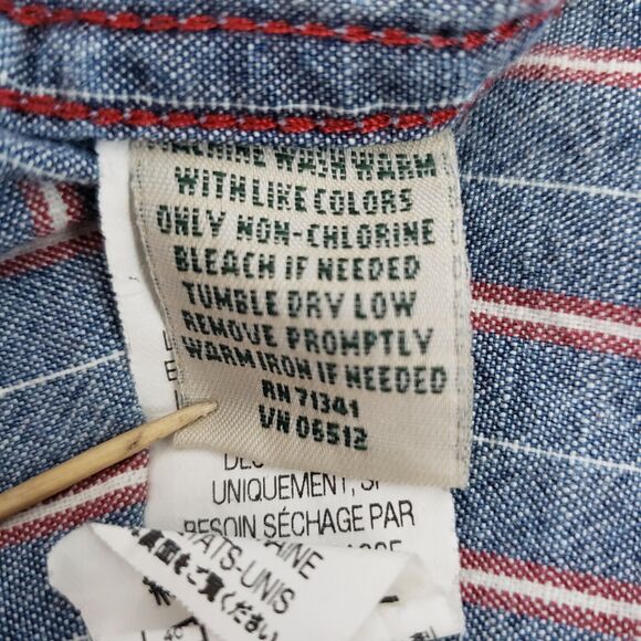 LL Bean Button Down Shirt Mens XL Blue Red Stripe Cotton Classic Light 52x31 - Picture 9 of 11